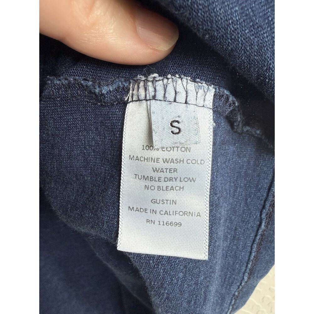 Gustin 100% Cotton T Shirt Mens Small Blue Made in USA Minimalist Basic Tee - Picture 3 of 6